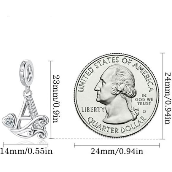 Silver Alphabet Letter Charms Initial Bead Pendant for Pandora Bracelets Jewelry - Picture 2 of 6